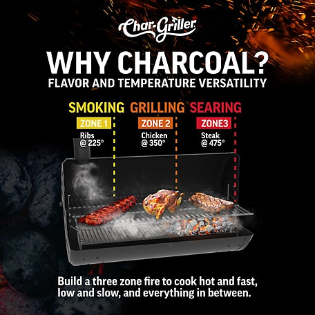 Char-Griller Charcoal Deluxe Barrel Grill, 850 sq. in. Cooking Space