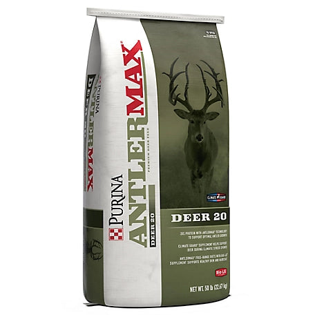 Purina AntlerMax Deer Feed 20 with Climate Guard and Bio LG, 50 lb. Bag In Demand! Sold 69 times in the last 5 days Purina AntlerMax Deer Feed 20 with Climate Guard and Bio LG, 50 lb. Bag