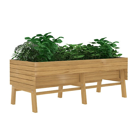 Veikous Large Wooden Raised Garden Bed with Funnel Design and Liner, Natural
