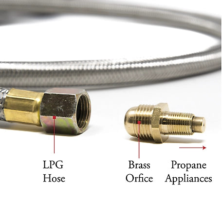 Gas One High Pressure Propane Regulator with 4 ft. Steel Braided Hose with male end orifice