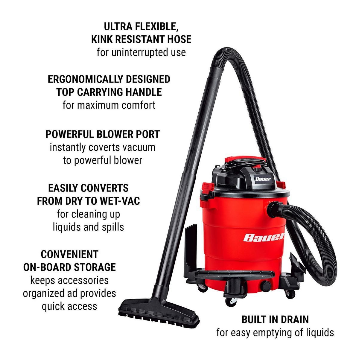 BAUER 14 Gallon Wet/Dry Vacuum