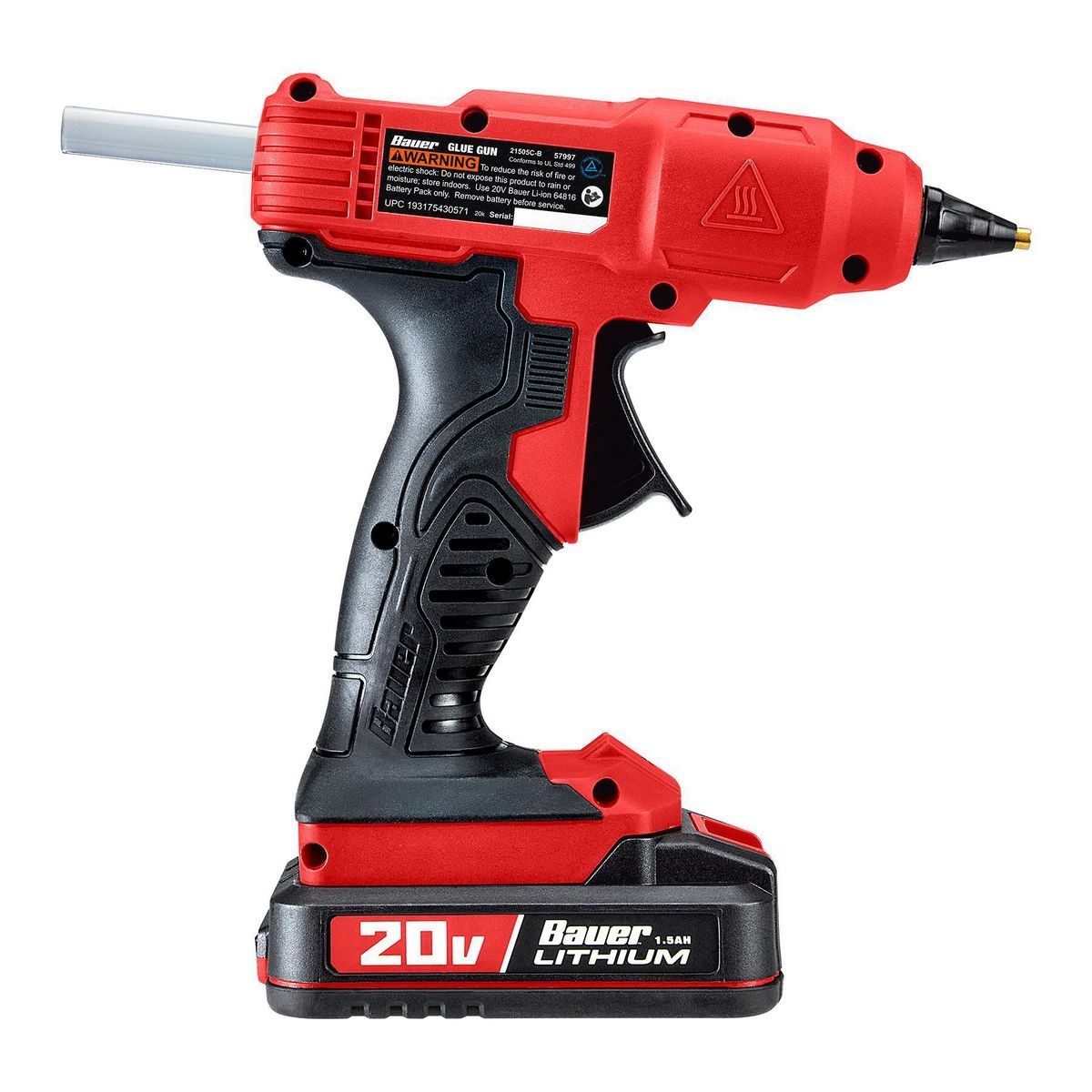 BAUER 20V Cordless Full Sized Glue Gun - Tool Only