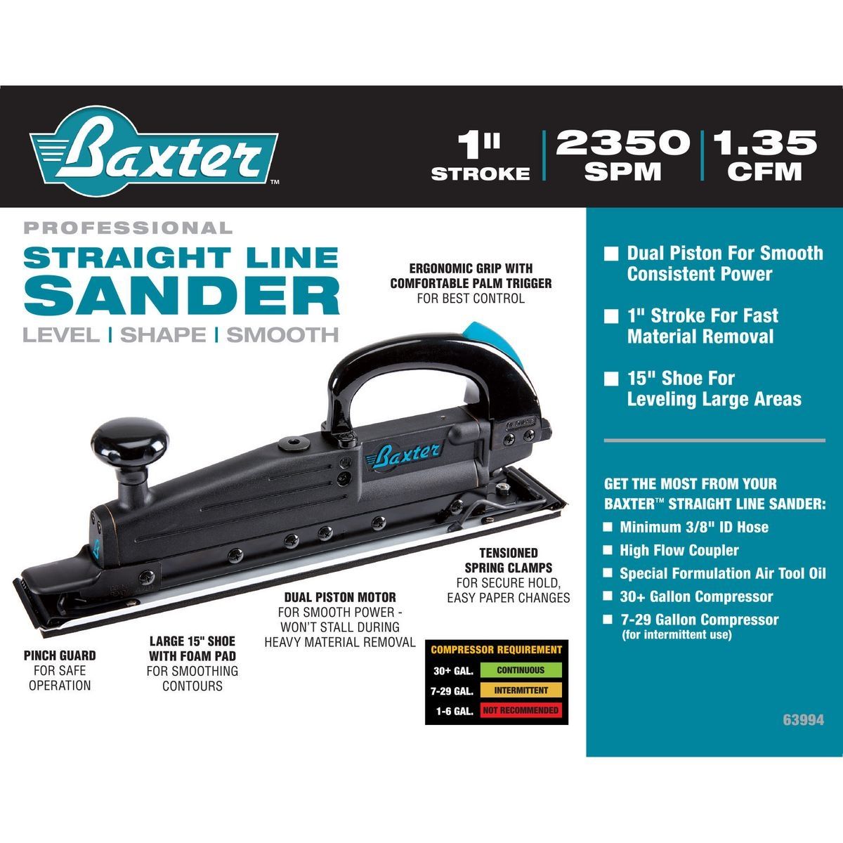 BAXTER Professional Straight Line Air Sander