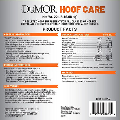 DuMOR Hoof Care Pelleted Horse Hoof Supplement, 22 lb.