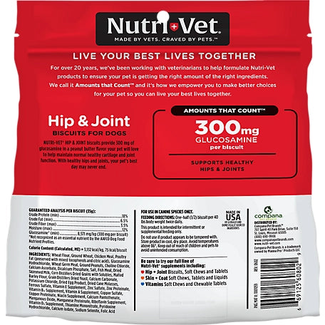 Nutri-Vet Hip and Joint Extra Strength Peanut Butter Biscuits for Large Dogs, 4 lb.