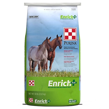 Purina Enrich Plus Ration Balancing Horse Feed, 50 lb. Bag