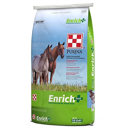 Purina Enrich Plus Ration Balancing Horse Feed, 50 lb. Bag