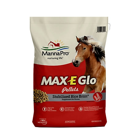 Manna Pro Max-E-Glo Stabilized Rice Bran Pellet Horse Supplement, 40 lb.