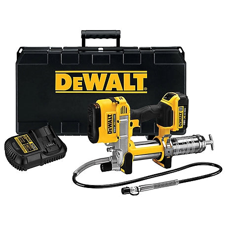 DeWALT 20V Lithium Ion Grease Gun Kit, Battery (4Ah), Charger, Kitbox