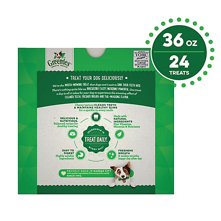 Greenies Original Large Natural Dog Dental Care Chews Oral Health Dog Treats, 36 oz. Pack (24 Treats)