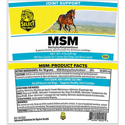 Select The Best Richdel MSM Anti-Inflammatory Horse Supplement, 4 lb.