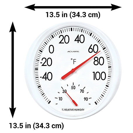 AcuRite 13.5 in. Indoor/Outdoor White Analog Thermometer/Hygrometer