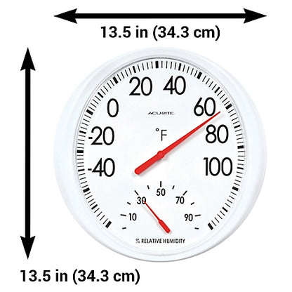 AcuRite 13.5 in. Indoor/Outdoor White Analog Thermometer/Hygrometer