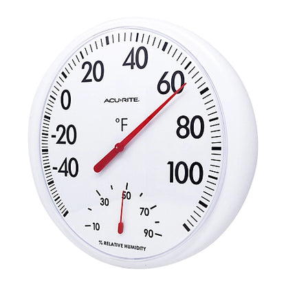 AcuRite 13.5 in. Indoor/Outdoor White Analog Thermometer/Hygrometer