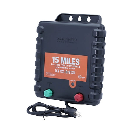 American Farm Works 0.7 Joule 15-Mile AC-Powered Low Impedance Electric Fence Charger