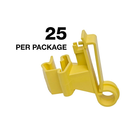 American Farm Works T-Post Polytape Insulators, Compatible with 1.25 and 1.33 in. T-Posts, Yellow, 25 pk.