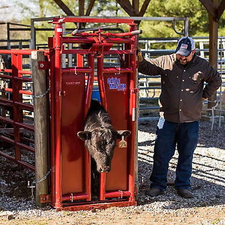 Tarter CattleMaster Series 3 Automatic Headgate for Cattle Up to 1,200 lb., 19-1/2 in. x 41 in. x 72 in., Red, 223 lb.