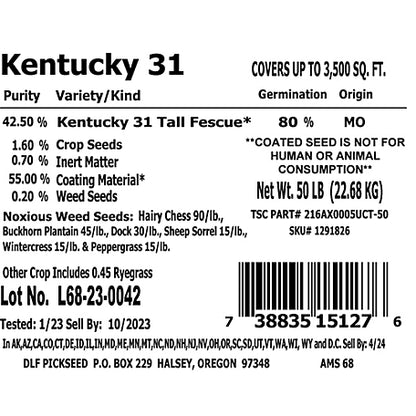 DLF 50 lb. Kentucky-31 Tall Fescue Grass Seed Mix-Coated