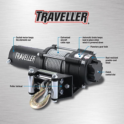 Traveller 12V ATV Electric Winch, 2,500 lb. Capacity