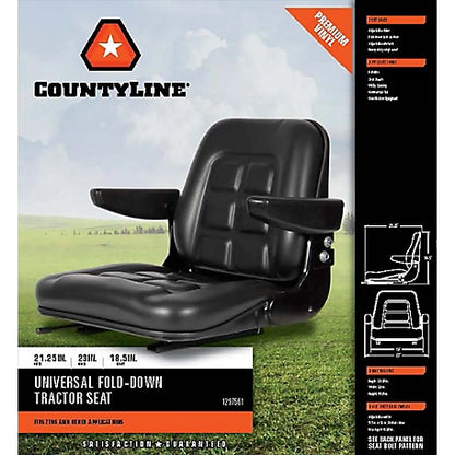 CountyLine Universal Fold-Down Tractor Seat, Black