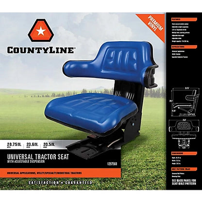 CountyLine 20.5 in. Universal Adjustable Tractor Seat, Blue