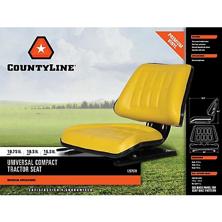 CountyLine 16.5 in. Universal Compact Tractor Seat, Yellow