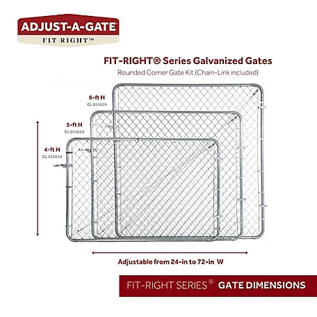 Fit-Right Adjustable Walk Gate Kit - Galvanized - 5 ft H x 26 in. to 72 in. W