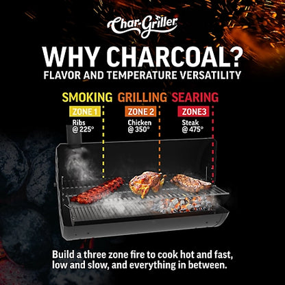 Char-Griller Charcoal Deluxe Barrel Grill, 850 sq. in. Cooking Space