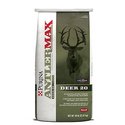 Purina AntlerMax Deer Feed 20 with Climate Guard and Bio LG, 50 lb. Bag In Demand! Sold 69 times in the last 5 days  Purina AntlerMax Deer Feed 20 with Climate Guard and Bio LG, 50 lb. Bag