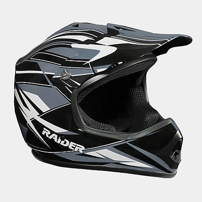 Raider Youth GX3 MX Helmet, Black & Silver - Youth Large