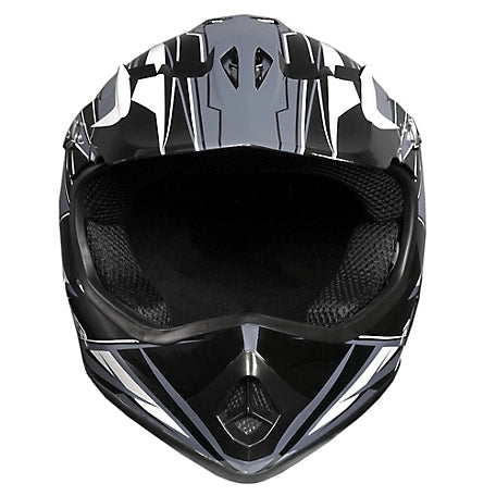 Raider Youth GX3 MX Helmet, Black & Silver - Youth Large