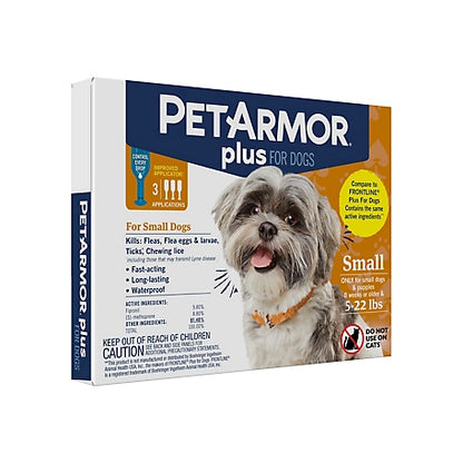 PetArmor Plus Flea and Tick Topical Treatment for Dogs 5-22 lb., 3-Pack