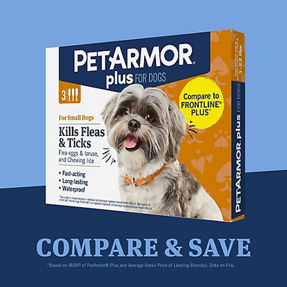 PetArmor Plus Flea and Tick Topical Treatment for Dogs 5-22 lb., 3-Pack