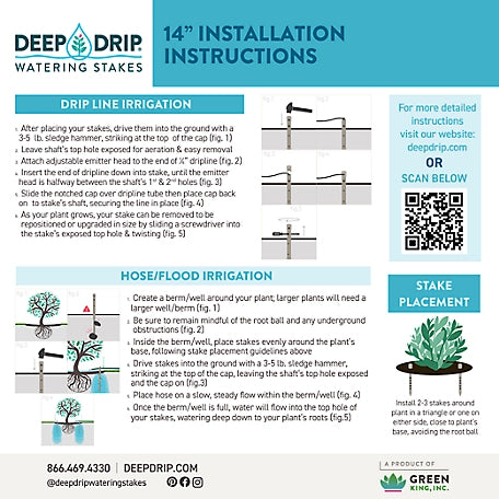 Green King 14 in. Deep Drip Watering Stakes, 3-Pack