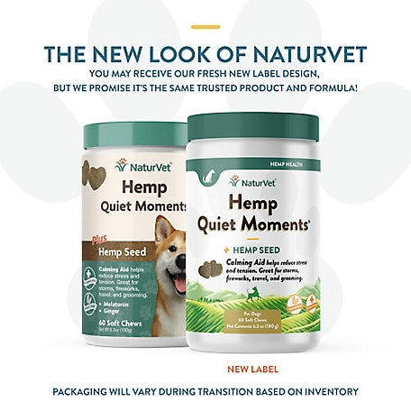 NaturVet Hemp Quiet Moments Plus Hemp Seed Soft Chew Calming Supplement Treats for Dogs, 60 ct.