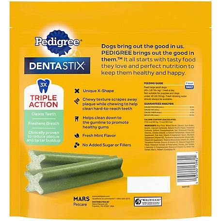 DENTASTIX Dental Dog Treats for Large Dogs Fresh Flavor Dental Bones, 1.87 lb. Value Pack (36 Treats)