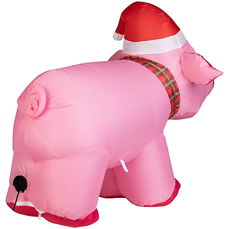 Gemmy Airblown Inflatable Pig Decoration, Self-Inflates, Lights Up, 111927