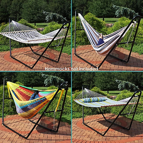 Sunnydaze Decor Universal Multi-Use Heavy-Duty Steel Hammock Stand for 9 to 14 Feet Hammocks - 550 lb Weight Capacity - Black