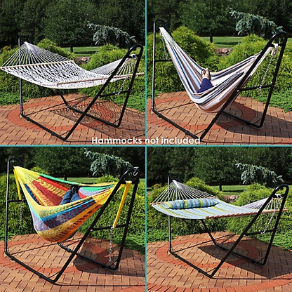 Sunnydaze Decor Universal Multi-Use Heavy-Duty Steel Hammock Stand for 9 to 14 Feet Hammocks - 550 lb Weight Capacity - Black