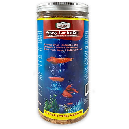 Amzey Freeze-Dried Jumbo Krill Fish Food, 3 oz.