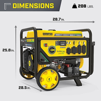 Champion Power Equipment 10,000-Watt Electric Start Dual Fuel Home Backup Portable Generator with CO Shield