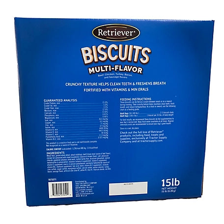 Retriever Multi-Flavor Biscuit Dog Treats, 15 lb.