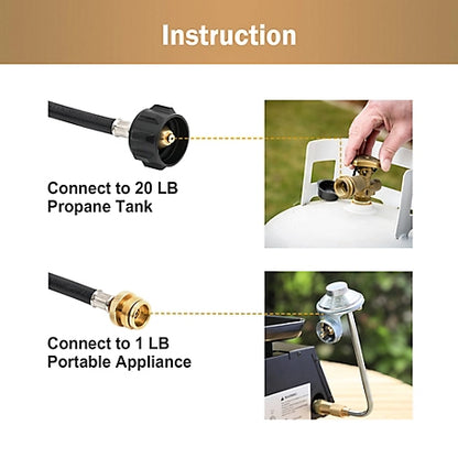 Royal Gourmet 5 ft. Propane Hose Adapter, 1 lb. Portable Appliance to 20 lb. LP Tank Converter with Type 1 Connection, ADA1001