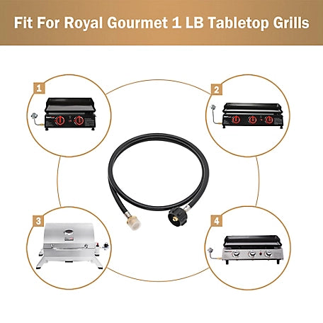 Royal Gourmet 5 ft. Propane Hose Adapter, 1 lb. Portable Appliance to 20 lb. LP Tank Converter with Type 1 Connection, ADA1001