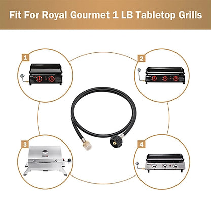 Royal Gourmet 5 ft. Propane Hose Adapter, 1 lb. Portable Appliance to 20 lb. LP Tank Converter with Type 1 Connection, ADA1001