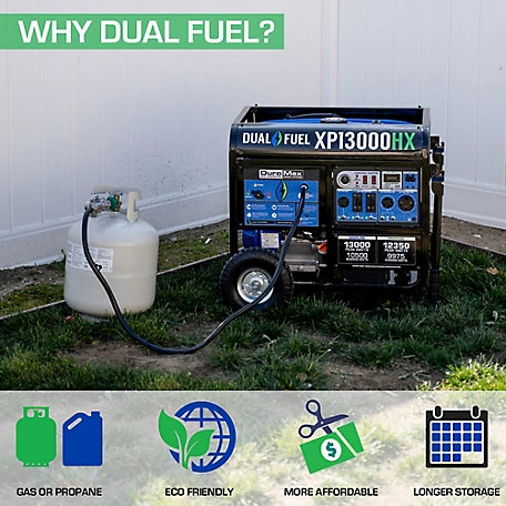 DuroMax 13,000 Watt Dual-Fuel 500cc Portable Generator with CO Alert