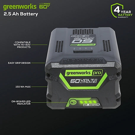 Greenworks 60V UltraPower 2.5Ah Lithium-Ion Battery