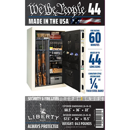 Liberty Safe We the People, 44 Long Gun + 6 Handgun, E-Lock, 60-Min Gun Safe, White Gloss