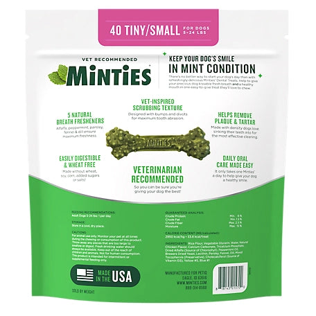 Minties Dental Bone Tiny/Small Dog Treats, 16 oz