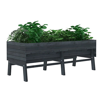 Veikous Large Wooden Raised Garden Bed with Funnel Design and Liner, Gray